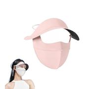 LUCKKY Ice Silk Vinyl Full Face Sunscreen Mask, Full Face Frosted Silk Sun Protection Hat, Masque de Refroidissement de Protection UV, Chapeau de Protection Solaire été Femmes (Vinyle, Rose)