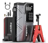 Lucklike Booster Batterie Voiture avec Compresseur 150 PSI, Démarreur Batterie Voiture 5000A, 12V Jump Starter pour Véhicule (10L Gaz ou 8L Diesel) avec câbles de démarrage, Lampe LED et écran LCD