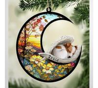 Luckluccy Attrape-soleil commémoratif personnalisé Jack Russell Terrier, décoration de Noël avec nom, attrape-perte d'animaux domestiques, perte de chien