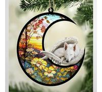 Luckluccy Attrape-soleil commémoratif personnalisé pour chien de berger allemand blanc, attrape-perte d'animaux de compagnie, cadeaux pour les amoureux des chiens, décoration de Noël blanc avec nom