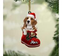 Luckluccy Décoration de Noël Beagle personnalisée, décoration de Noël en forme de chien beagle, cadeaux pour maman, chien, papa, amoureux des chiens, décoration de Noël à suspendre 23