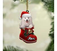 Luckluccy Décoration de Noël en forme de samoyède personnalisée, décoration de Noël en forme de chien samoyède, cadeaux pour maman, chien, papa, amoureux des chiens, décoration de Noël à suspendre 177
