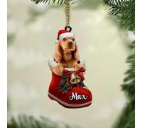 Luckluccy Décoration de Noël personnalisée en forme d'épagneul cocker, cadeaux pour maman, papa, amoureux, décoration de Noël à suspendre