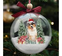 Luckluccy Décorations de berger australien personnalisées, décorations de boule pour sapin de Noël, nom de chien personnalisé, photo de chien personnalisée, cadeaux de Noël 2025 style 7