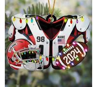 Luckluccy Décorations de football personnalisées pour arbre, voiture, décoration de Noël pour amoureux de football, cadeau pour joueur de football américain, #17