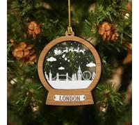 Luckluccy Décorations de Noël de Londres, 3D en bois stratifié personnalisé, ornements de paysage urbain pour décorations de sapin de Noël