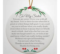 Luckluccy Décorations de Noël « To My Sister » - Cadeau de Noël de la part d'une sœur ou d'un frère - Décoration à suspendre pour sapin de Noël