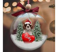 Luckluccy Décorations personnalisées en forme d'épagneul Cavalier King Charles, décorations de boule pour sapin de Noël, chiens personnalisés, photo personnalisée, cadeaux de Noël 2025 pour les