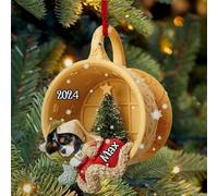 Luckluccy Épagneul Cavalier King Charles endormi dans une petite tasse de vacances de Noël, décoration de Noël 2025, forme acrylique, cadeau pour les amoureux des chiens