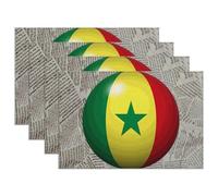 Luckluccy Lot de 4 sets de table avec drapeau du Sénégal - 30,5 x 45,7 cm - Motif drapeau patriotique - Lavables et antidérapants - Pour salle à manger et cuisine d'intérieur