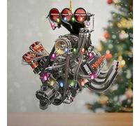 Luckluccy Ornements de Noël personnalisés avec moteur V8 Hot Rod V8, cadeau pour les amateurs de course, décoration de course en bois acrylique, cadeaux de coureur, ornements personnalisés