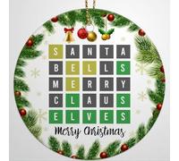 Luckluccy Ornements Wordle, cadeaux d'ornement en céramique pour amateurs de puzzle, décoration à suspendre pour arbre de Noël, cadeaux pour amateurs de jeux de mots pour décorations de Noël