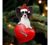 Luckluccy Papillon 3 Décoration de Noël en acrylique 2025, cadeaux pour les amoureux des chiens, décoration d'arbre, décoration de chien de Noël