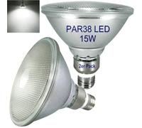 luckmax Étanche Ampoules LED PAR38 de 15W,Lumière blanche 6000K,pour éclairage intérieur/extérieur, équivalent à une lampe halogène de 150W,E27 PAR38 LED réflecteur en verre