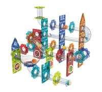 Lucknel® Circuit à billes magnétique - Jeu de construction 120 pièces avec éléments lumineux - Feuille d'autocollants - Jouet éducatif Montessori STEM - Pour enfants à partir de 3 ans - Jeu créatif