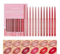 LuckNest Lot de 12 crayons à lèvres - Velours fin - Haute pigmentation - Imperméable - Longue durée - Non marquant - Velours mat - Pour tous les jours, les voyages, les fêtes, le travail (B)