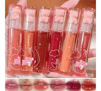 LuckNest Lot de 6 rouges à lèvres liquides Bear Gloss à lèvres hydratants et waterproof longue durée