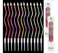 LUCKNIGHT 12 Pièces Bougies Anniversaire, Bougies de Cupcake Gâteau Long, Bougie en Forme de Gâteau en Spirale, Avec Support, Idéal pour Décoration les Gâteaux d'Anniversaire, de Mariage, etc