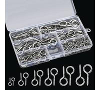 LUCKNIGHT 140 Pièces Vis Mouton Oeil Rond, Piton à Visser, Boulon à œil Crochet, 6 Tailles, pour La Fixation et La Suspension, Vis à Œil en Acier Inoxydable, Pas Faciles à Corroder (Argenté)