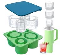 LUCKNIGHT Bac à glaçons avec couvercle pour tasse Stanely, moules à glaçons en silicone pour tasse Stanley de 887 à 1200 ml, 4 moules à glaçons cylindriques creux, pour refroidir les cocktails, le