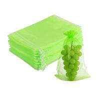 LUCKNIGHT Lot de 60 sachets en organza - 20 x 30 cm - Grands sachets de protection aux fruits - Avec cordon de serrage - Pour sacs cadeaux de mariage, verts, Noël, fête (vert)