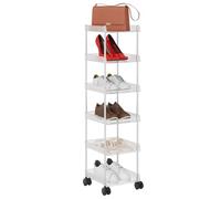 LUCKNOCK Étagère à chaussures verticale à 6 niveaux avec roulettes, étagère à chaussures transparente pour placard, porte d'entrée, entrée, rangement de chaussures empilable sur pied pour les espaces