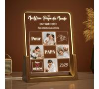 LUCKOR Cadeau Fete des Peres Personnalisé - Cadre Fête des Pères Original - Cadeau Papa de Fête des Mères 2025 et Anniversaire - Cadre Maman Lampe Personnalisée avec Photo