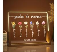 LUCKOR Cadeau Maman - Lampe Personnalisée avec Prénom Fleur d'anniversaire - Idee Cadeau Fete des Meres Personnalisé pour Maman Mamie - Cadeaux Fete des Grand Mere Anniversaire Noël Original