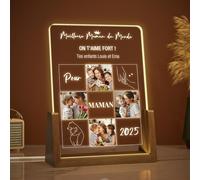 LUCKOR Cadeau Maman Noel - Cadre Photo Personnalisé - Maman Cadeau pour Mere des Noël Anniversaire et Fete des Meres Original - Idee Cadeau Maman - Lampe Maman Personnalisée avec Photo