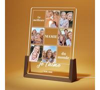 LUCKOR Cadeau Mamie Noel - Cadre Photo Personnalisé - Idee Cadeau Grand Mere Noël - Cadeau Fête des Grands Mères - Lampe Personnalisée avec Mamie Photo - Cadeau Personnalisé Mamie Anniversaire