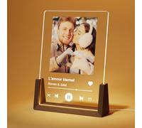 LUCKOR Cadre Photo Personnalisé Spotify Plaque - Cadeau Personnalisé pour Femme Couple Copine Copain Lui Homme Amoureux - Idée Cadeau Anniversaire Noel - Lampe Personnalisée avec Photo