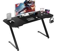 LUCKRACER Bureau Gaming 120 x 60 cm, Bureau Gamer avec Crochet pour Casque, Gaming Desk avec Tapis de Souris en Fibre de Carbone