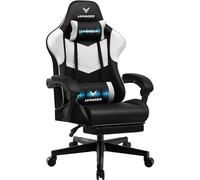 LUCKRACER Chaise de Gaming avec Repose-Pieds, Ergonomique, avec Coussin Lombaire réglable, Oreiller, Chaise de Jeu, Chaise Gamer réglable en Hauteur, Charge maximale de 150 kg, Blanche