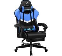 LUCKRACER Chaise de Gaming Ergonomique avec Repose-Pieds, Coussin Lombaire réglable, Coussin Lombaire réglable, Hauteur réglable, Charge maximale : 150 kg, Bleu