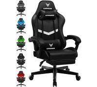 LUCKRACER Chaise de Gaming Ergonomique avec Repose-Pieds, Coussin Lombaire réglable, Oreiller, Chaise de Jeu, Chaise Gamer, Hauteur réglable, Charge maximale de 150 kg, Noire