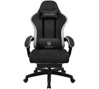 LUCKRACER Chaise de jeu avec repose-pieds Chaise de bureau ergonomique avec coussin lombaire réglable, coussin de tête Gaming Chair, réglable en hauteur Noir