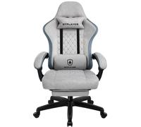 LUCKRACER Chaise de jeu avec repose-pieds Chaise de bureau ergonomique avec coussin lombaire réglable, coussin de tête Gaming Chair, réglable en hauteur Gris