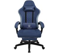LUCKRACER Chaise de jeu avec repose-pieds Chaise de bureau ergonomique avec coussin lombaire réglable, coussin de tête Gaming Chair, réglable en hauteur bleu