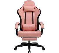 LUCKRACER Chaise de jeu avec repose-pieds Chaise de bureau ergonomique avec coussin lombaire réglable, coussin de tête Gaming Chair, réglable en hauteur Orange