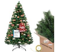 LUCKRACER Sapin de Noël artificiel de qualité supérieure 195 cm - En PVC avec plus de 1000 pointes épaisses - Pliable avec nœud et carte de Noël - Branches automatiquement - Pin vert clair