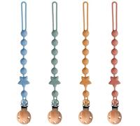 Lucktao 4Pcs Chaînes de sucettes jouets,Chaîne de sucettes en silicone,Attrape-gobelet bébé,Chaîne en silicone bébé,Sécurité sans BPA,Pour poussettes,Chaises hautes,Sièges auto,Porte-bébés/sièges auto