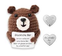 Lucktao Poupée en laine de poche hug - Ours porte-bonheur - Cadeau de rétablissement - Cadeau de rétablissement - Cadeau de rentrée des classes - Cadeau porte-bonheur
