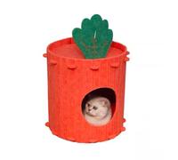 LUCKTE Grotte pour chat d'intérieur - En feutre résistant aux rayures - Cachette pliable pour chats de grande et plusieurs animaux jusqu'à 10 kg - Orange - 40 x 40 x 40 cm