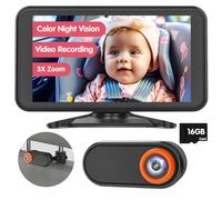 Luckview Caméra de Voiture pour bébé avec Vision Nocturne en Couleur 13,2 cm avec Fonction d'enregistrement vidéo, Carte TF, Zoom 3 x, caméra de Voiture pour bébé 1080p, Rotation à 360° pour siège