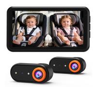 LUCKVIEW Caméra de Voiture pour bébé - Double Moniteur 1080p Face à l'arrière pour 2 Enfants avec écran HD de 5,2 Pouces, Vision Nocturne, Installation Facile et Support Anti-secousses pour Vue de