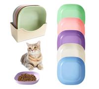 Luckwaii Lot de 10 bols de nourriture pour chat avec boîte de rangement, assiettes en plastique peu profondes pour nourriture humide et sèche, gamelle pour chat en 5 couleurs pour chatons et chats à
