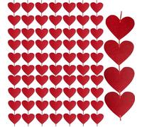 Luckwaii Lot de 72 guirlandes en forme de cœur - Décoration de Saint-Valentin, cadeaux d'invités de mariage - Cœurs rouges à suspendre - Guirlande en papier à suspendre - Bannière décorative - Cadeau