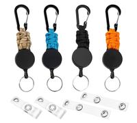 Luckwaii Porte-Clés Extensibles Porte Badge Retractable, 4 Pièces Porte Clef Mousqueton, Yoyo Enrouleur Rétractable de 65cm avec Renforcé pour Clés ID Badge Holder (Noir+Bleu+Orange+Beige)