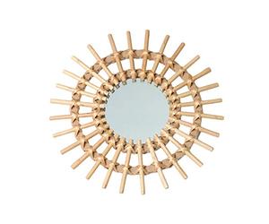 Luckxing Atmosphera Miroir en Rotin Fleur - Miroir Mural Suspendu Rotin Rond Décor Boho en Osier Pansement Maquillage Miroirs, Atmosphera Créateur D'intérieur