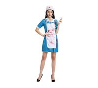 Luckxing Costume d'infirmière sanglante pour femmes - Déguisement d'Infirmière pour Halloween - Fournitures Cosplay Tenue Déguisement Fête Médecin Femmes Hommes Filles Garçons Adolescents